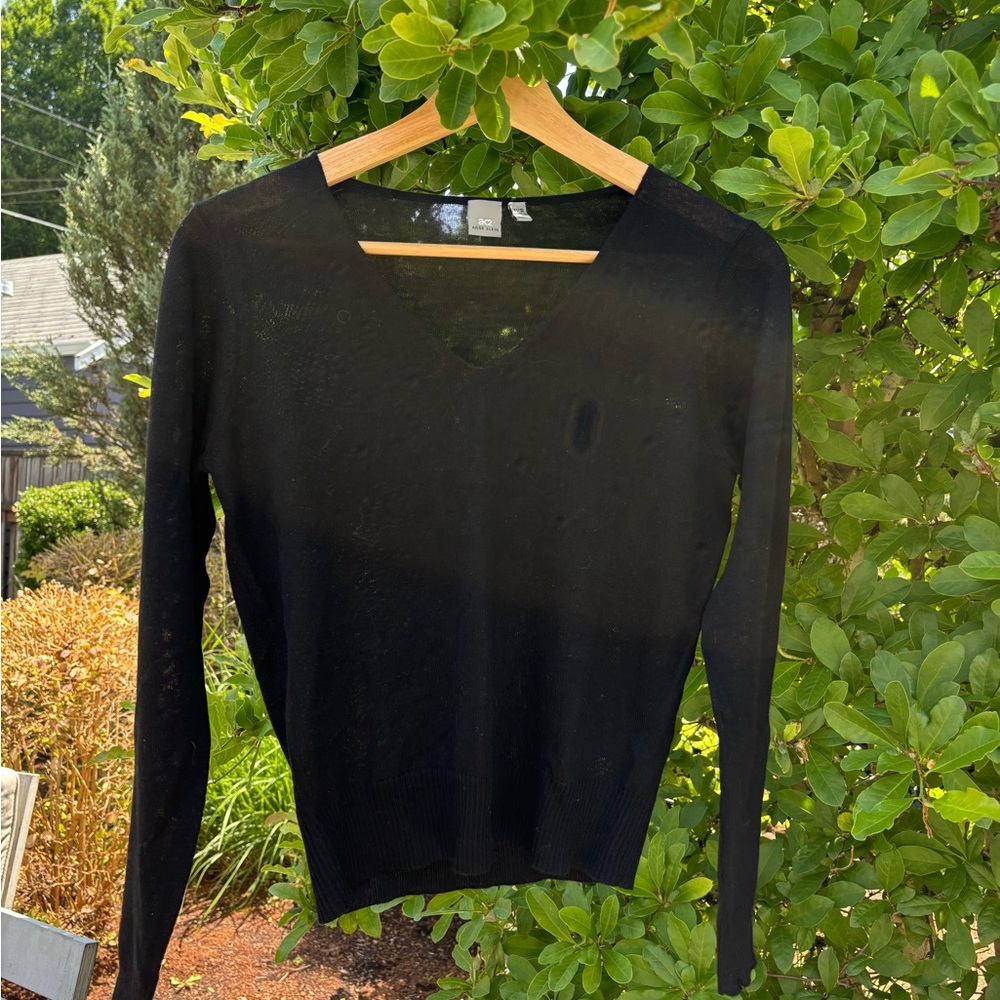 Anne Klein Classic Black V-Neck Sweater